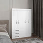 Denver Adjustable Armoire, Rods, Double Door Cabinet, Three Drawers, Two Shelves White