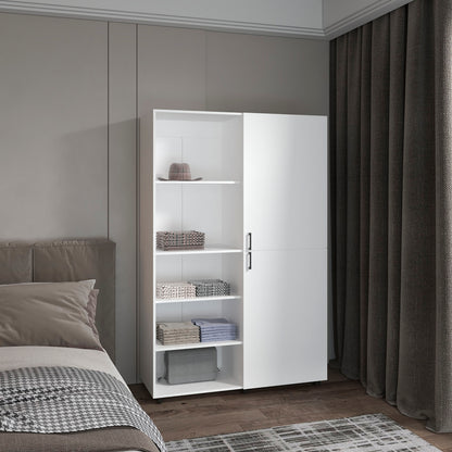 Eco High Two Door Freestanding Armoire With Hanging Rod And Interior Shelves, Compact Bedroom Wardrobe, White