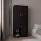 Alpine Armoire With Double Doors, Internal Shelves And Hanging Rod, Black