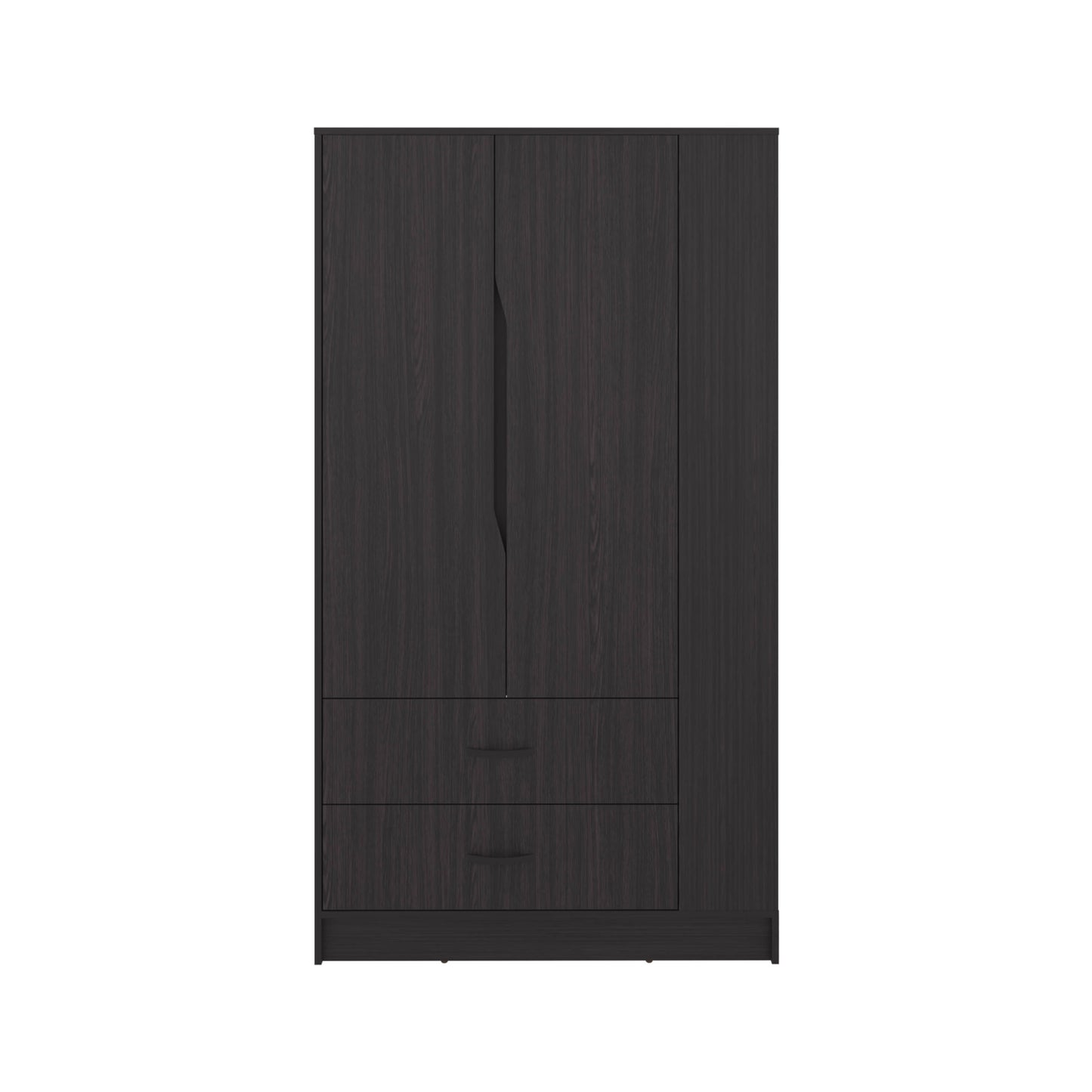 Black Dakota Armoire - Freestanding Wardrobe with Hanging Rod & Shelves for Bedroom