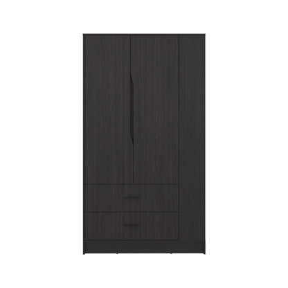 Black Dakota Armoire - Freestanding Wardrobe with Hanging Rod & Shelves for Bedroom