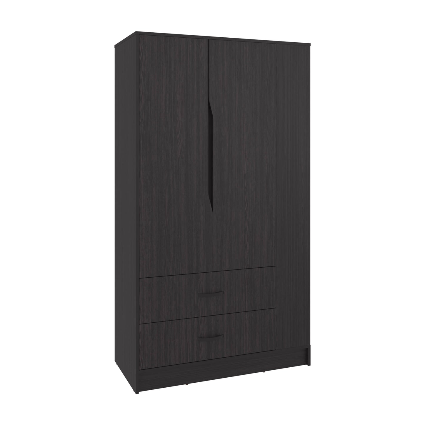 Black Dakota Armoire - Freestanding Wardrobe with Hanging Rod & Shelves for Bedroom