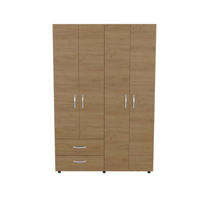 Oak Armoire with 4 Doors - Bedroom Storage Cabinet