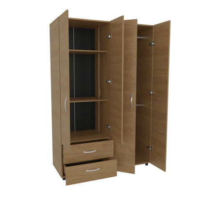 Oak Armoire with 4 Doors - Bedroom Storage Cabinet