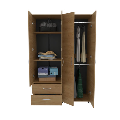 Oak Armoire with 4 Doors - Bedroom Storage Cabinet