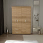 Ankora Armoire with 4 Doors, 2 Drawers, And 2 Hanging Rod, Storage Cabinet for Living Room, Bedroom, or Entryway