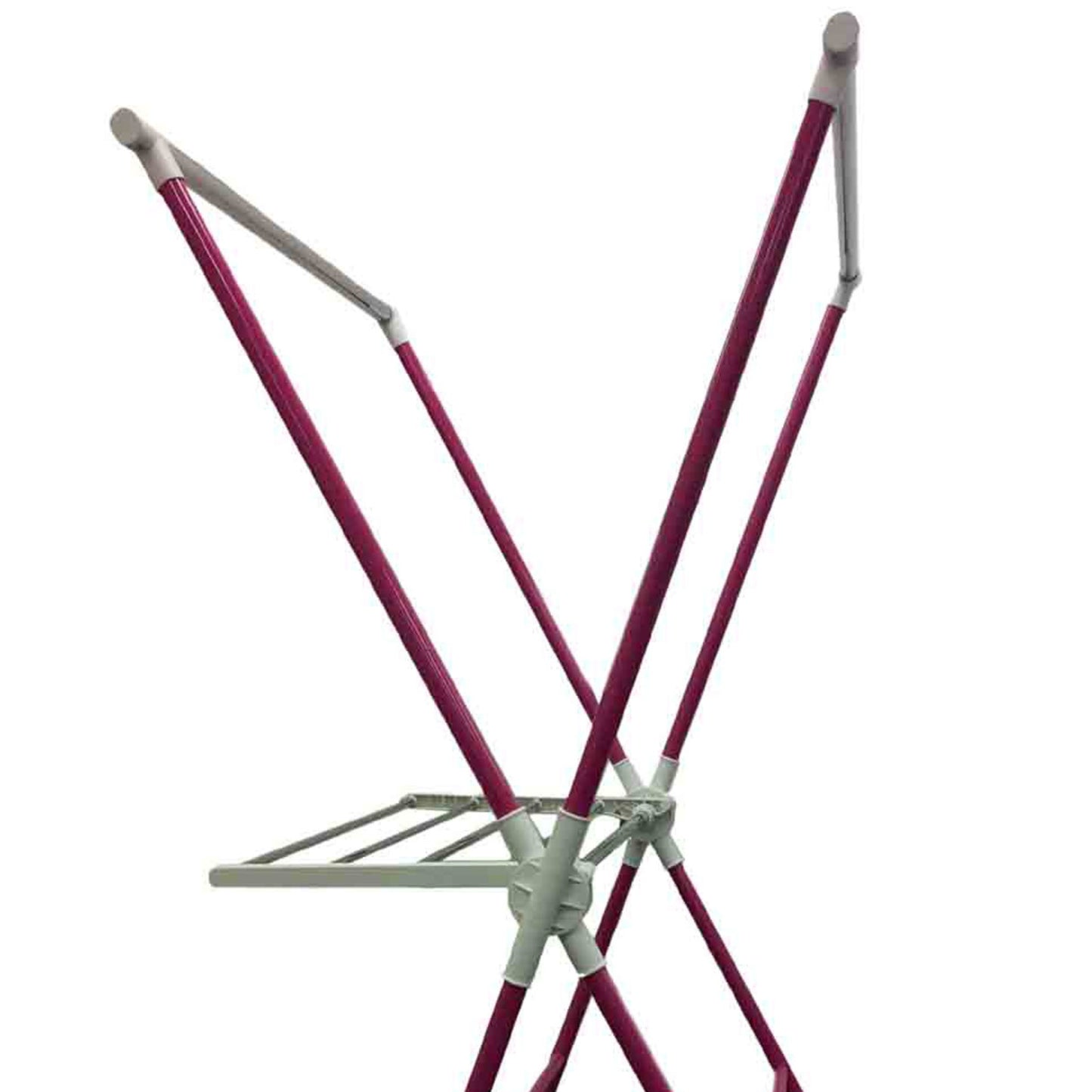 Pink Metal Folding Laundry Drying Rack with Hanger for Bedroom