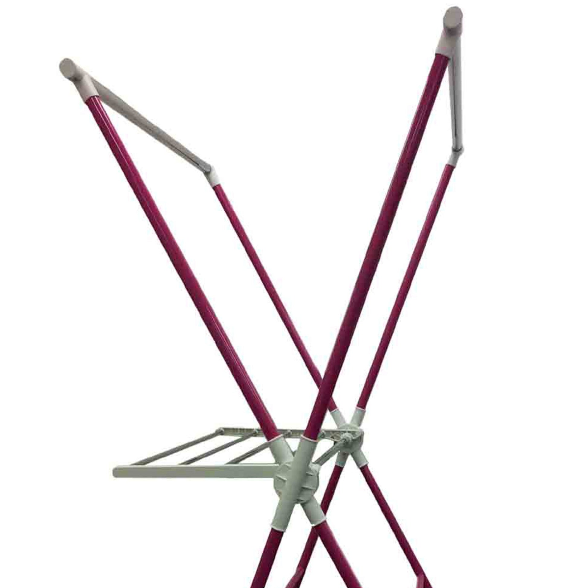 Pink Metal Folding Laundry Drying Rack with Hanger for Bedroom