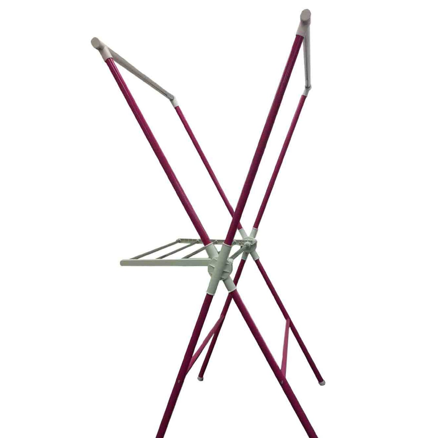 Pink Metal Folding Laundry Drying Rack with Hanger for Bedroom