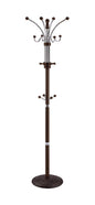 73" Tall Chrome and Wood Coat Rack, Espresso finish