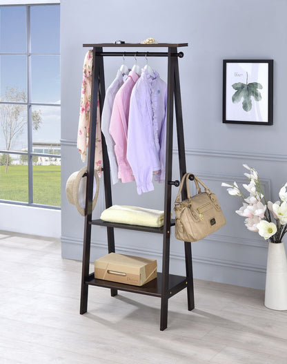59 Inch Espresso Wood Coat Rack Storage