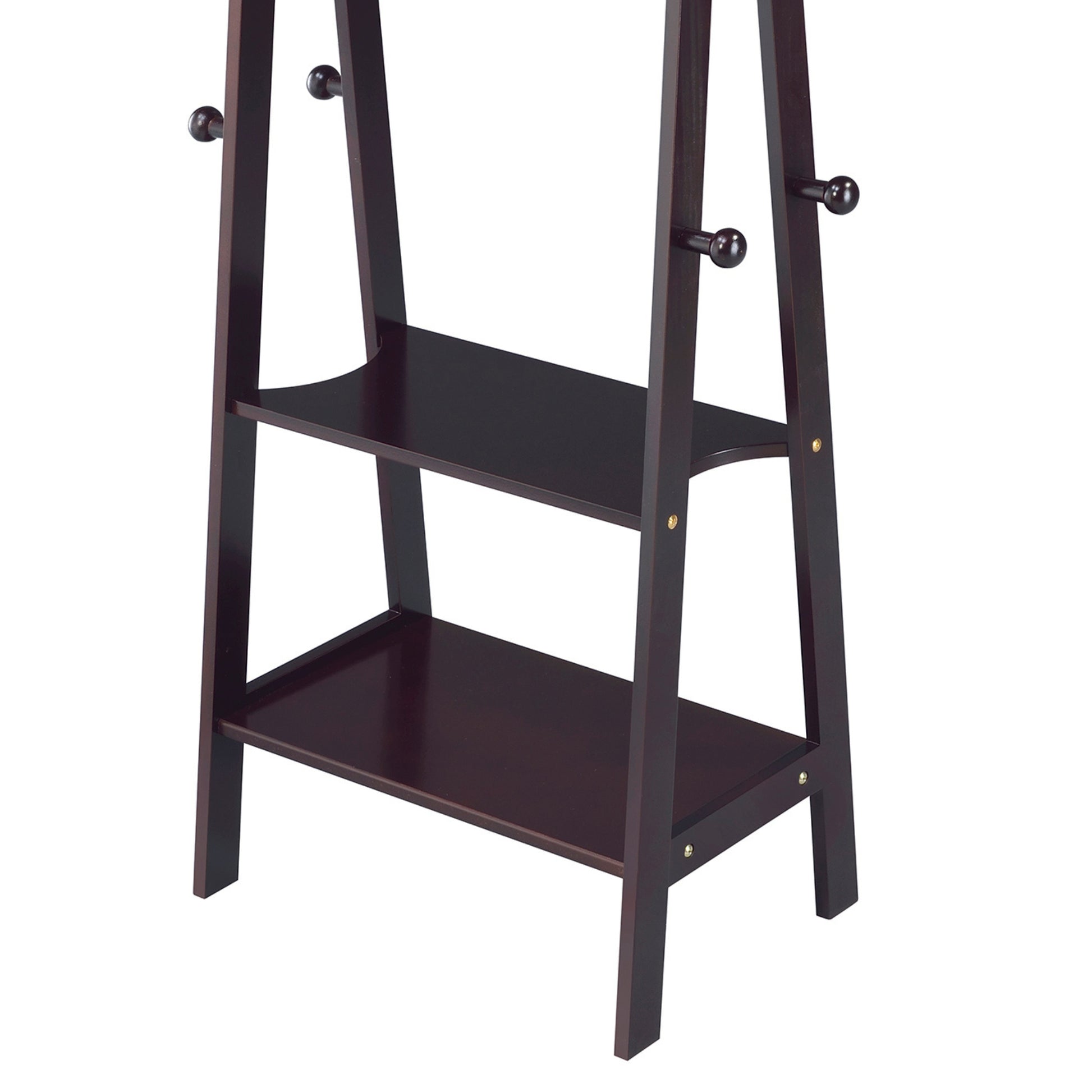59 Inch Espresso Wood Coat Rack Storage