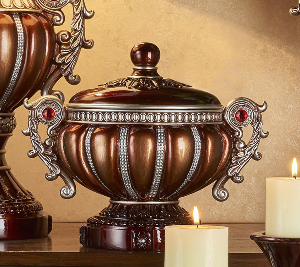 Delicata Jewelry Box - Bronze & Reddish Accent Storage