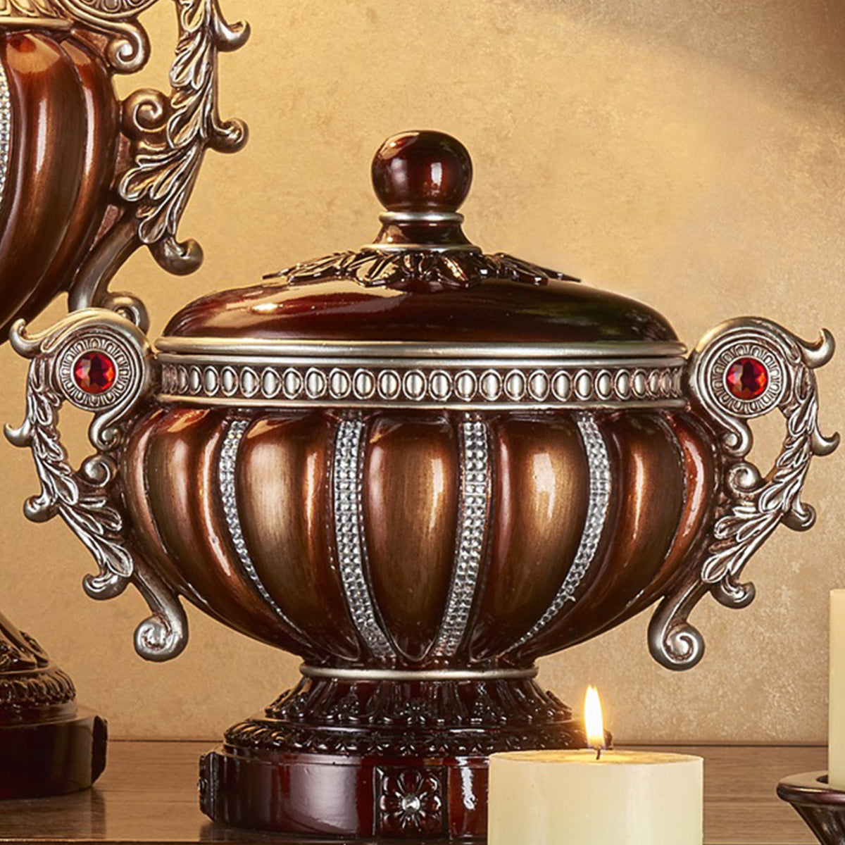 Delicata Jewelry Box - Bronze & Reddish Accent Storage