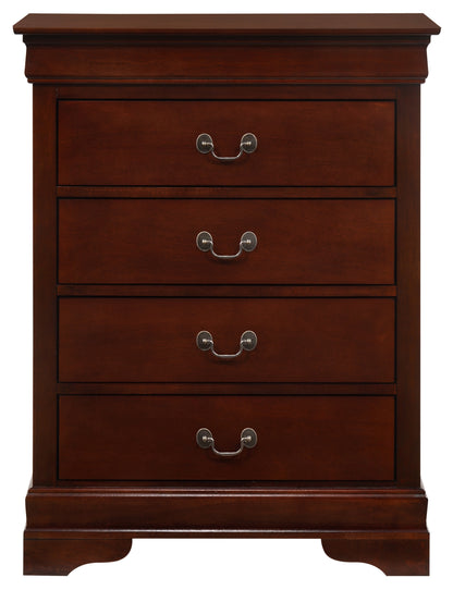 Louis Phillipe G3100-BC 4 Drawer Chest, Cherry - Classic Bedroom Dresser