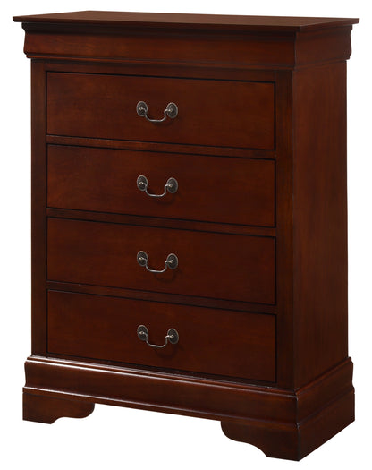 Louis Phillipe G3100-BC 4 Drawer Chest, Cherry - Classic Bedroom Dresser