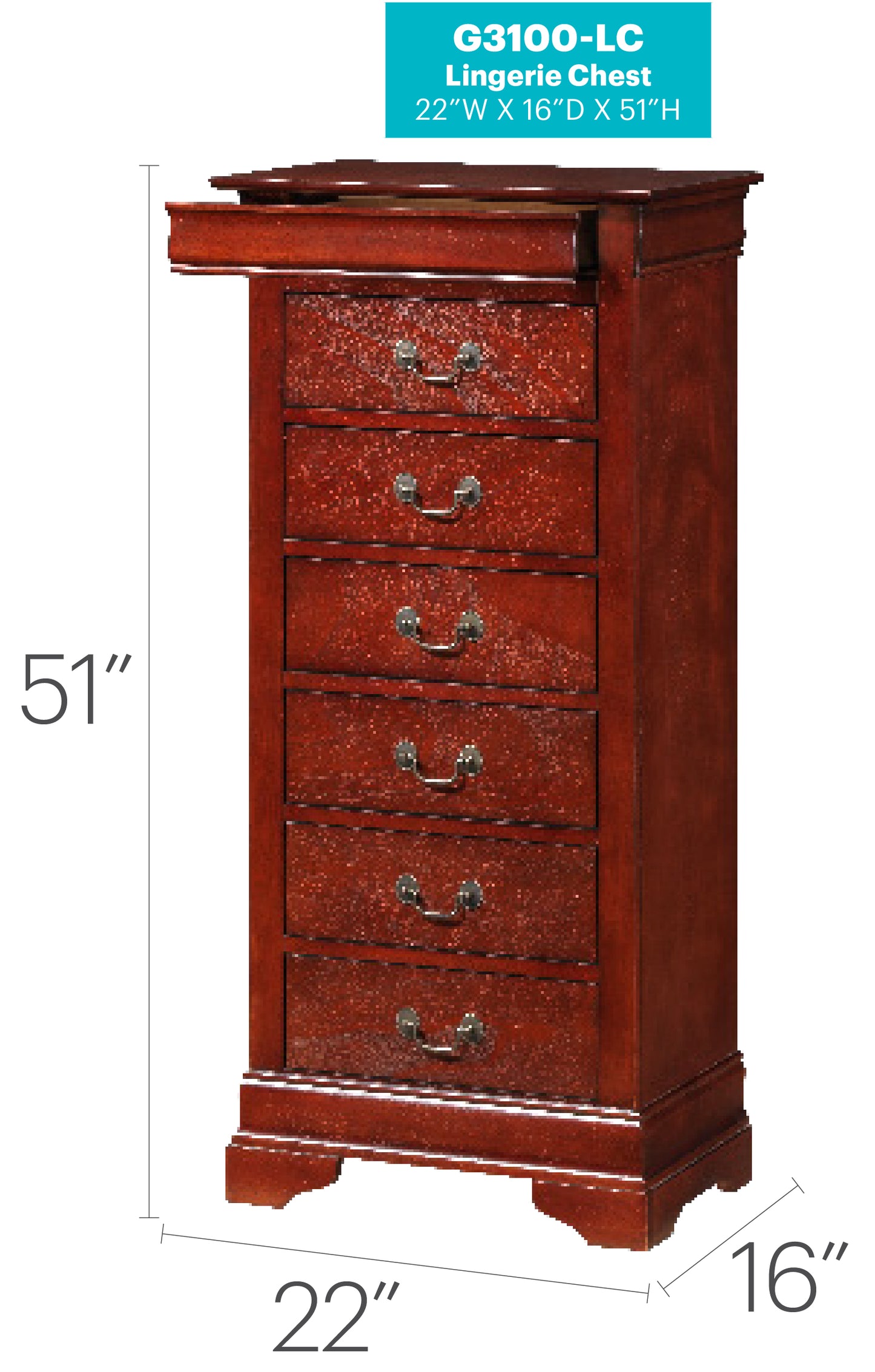 Cherry Particle Board Chest for Bedroom Storage and Guest Room