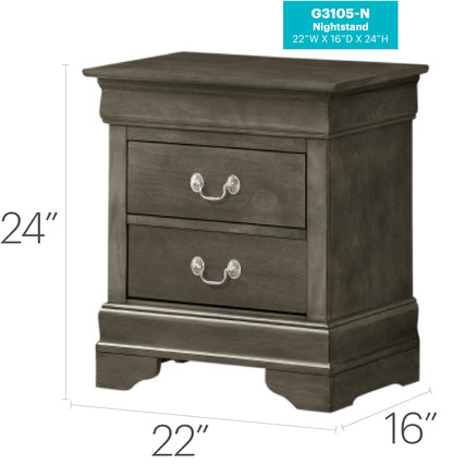 Gray Nightstand with Storage - 24" Height for Bedroom