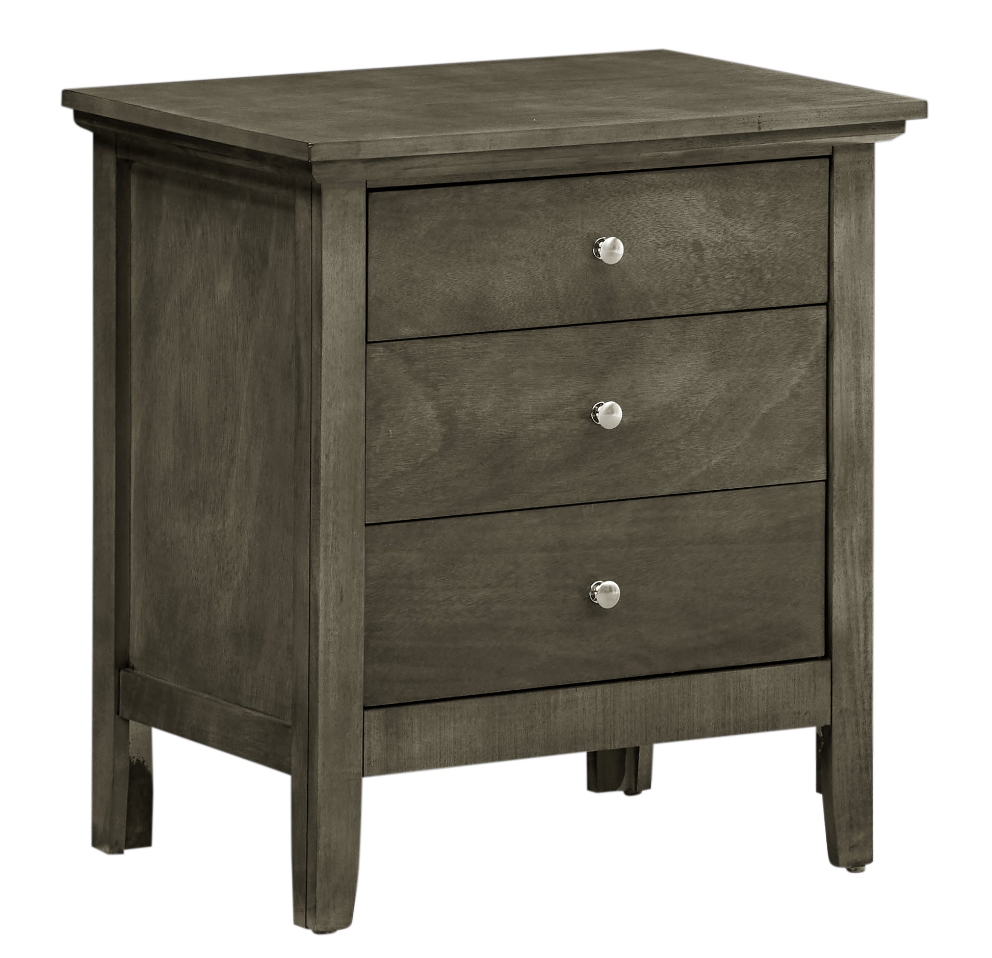 Gray Nightstand with Three Drawers - 24"W x 18"D