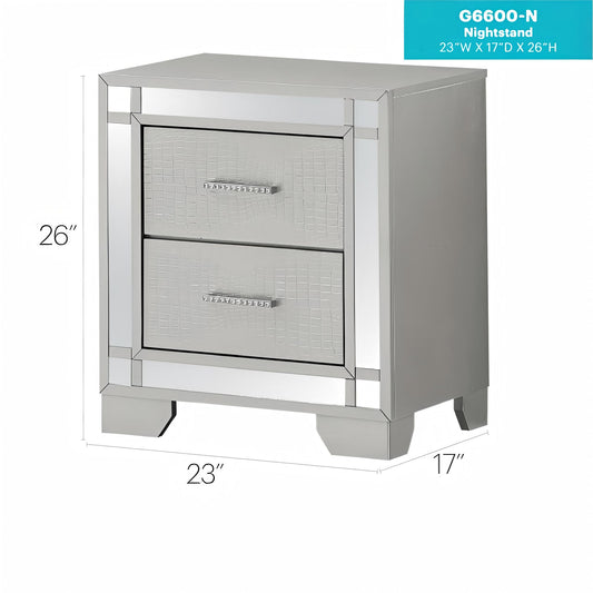 Champagne Finish Nightstand - 26" Height for Bedroom