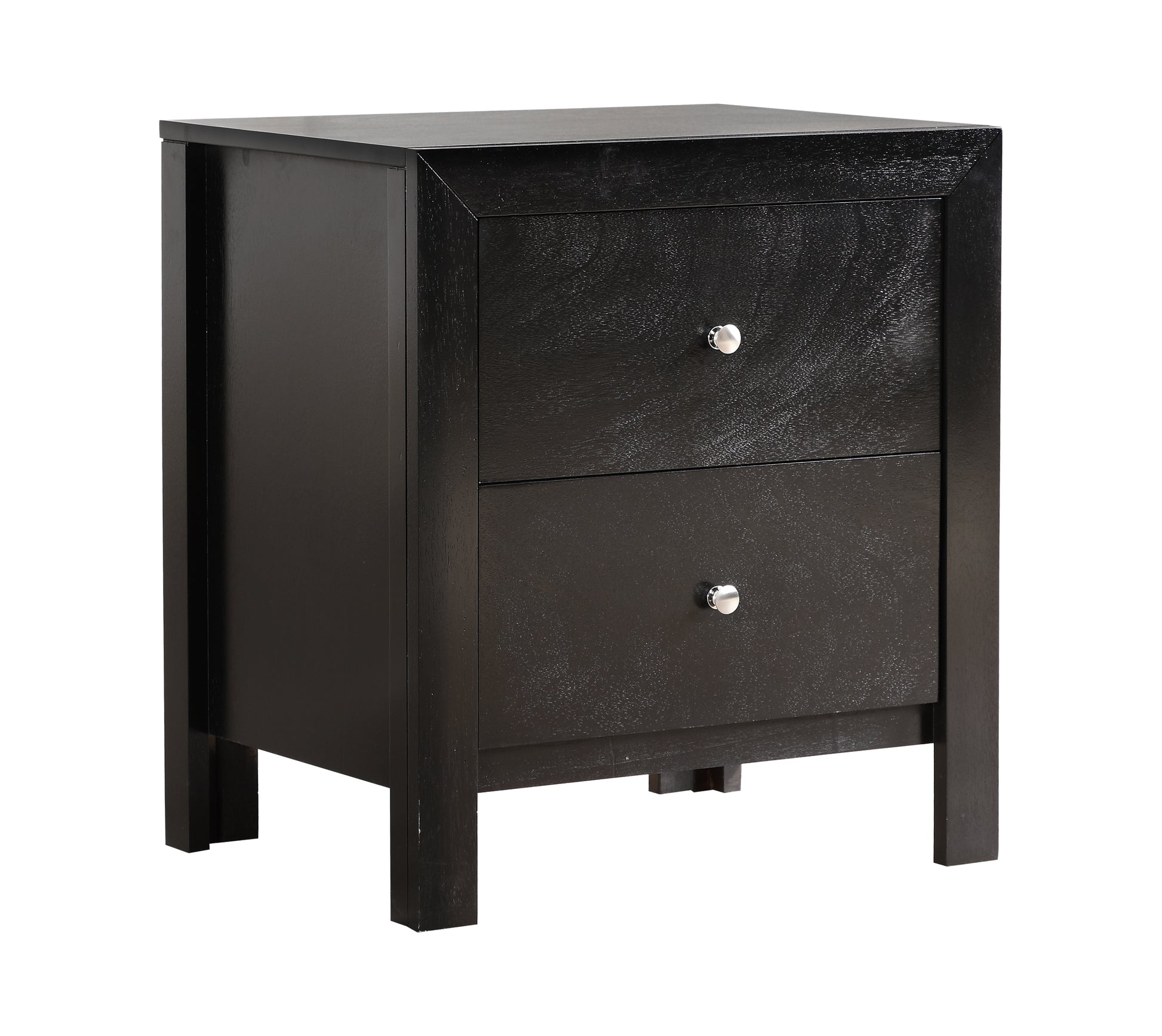 Black Particle Board Nightstand with Storage Drawers for Bedroom