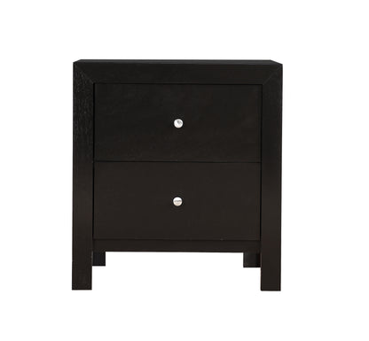 Black Particle Board Nightstand with Storage Drawers for Bedroom