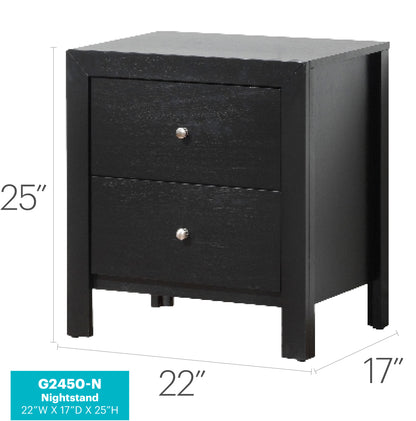 Black Particle Board Nightstand with Storage Drawers for Bedroom