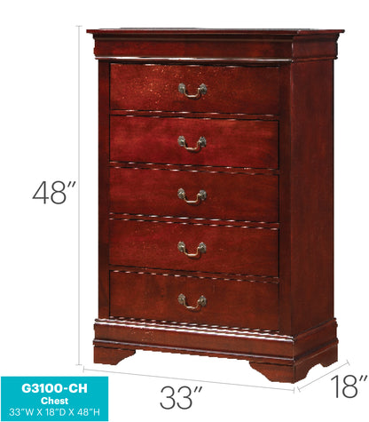 Louis Phillipe G3100-CH Chest - Cherry Dresser Storage