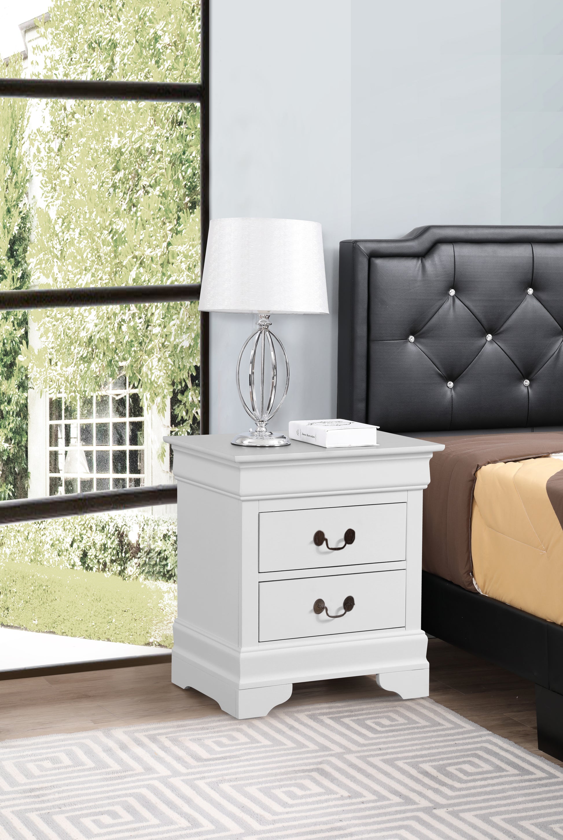 24" White Nightstand - Particle Board Nightstand for Bedroom