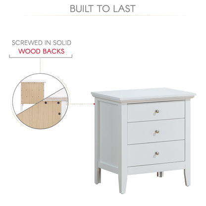 24" White Particle Board Nightstand - No Assembly for Bedroom