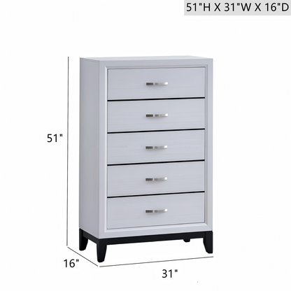 51" White Wood Dresser Chest - Bedroom Storage