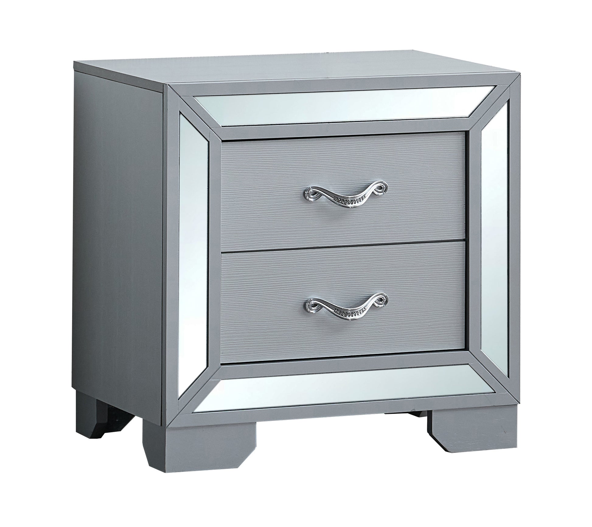 Silver Wood Nightstand - 24 Inch Size