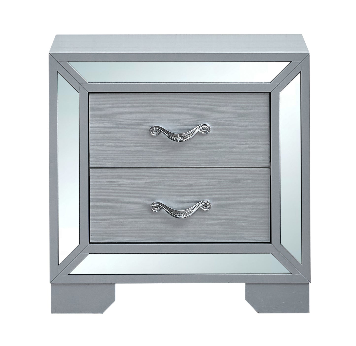 Silver Wood Nightstand - 24 Inch Size