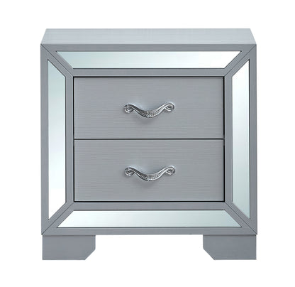 Silver Wood Nightstand - 24 Inch Size