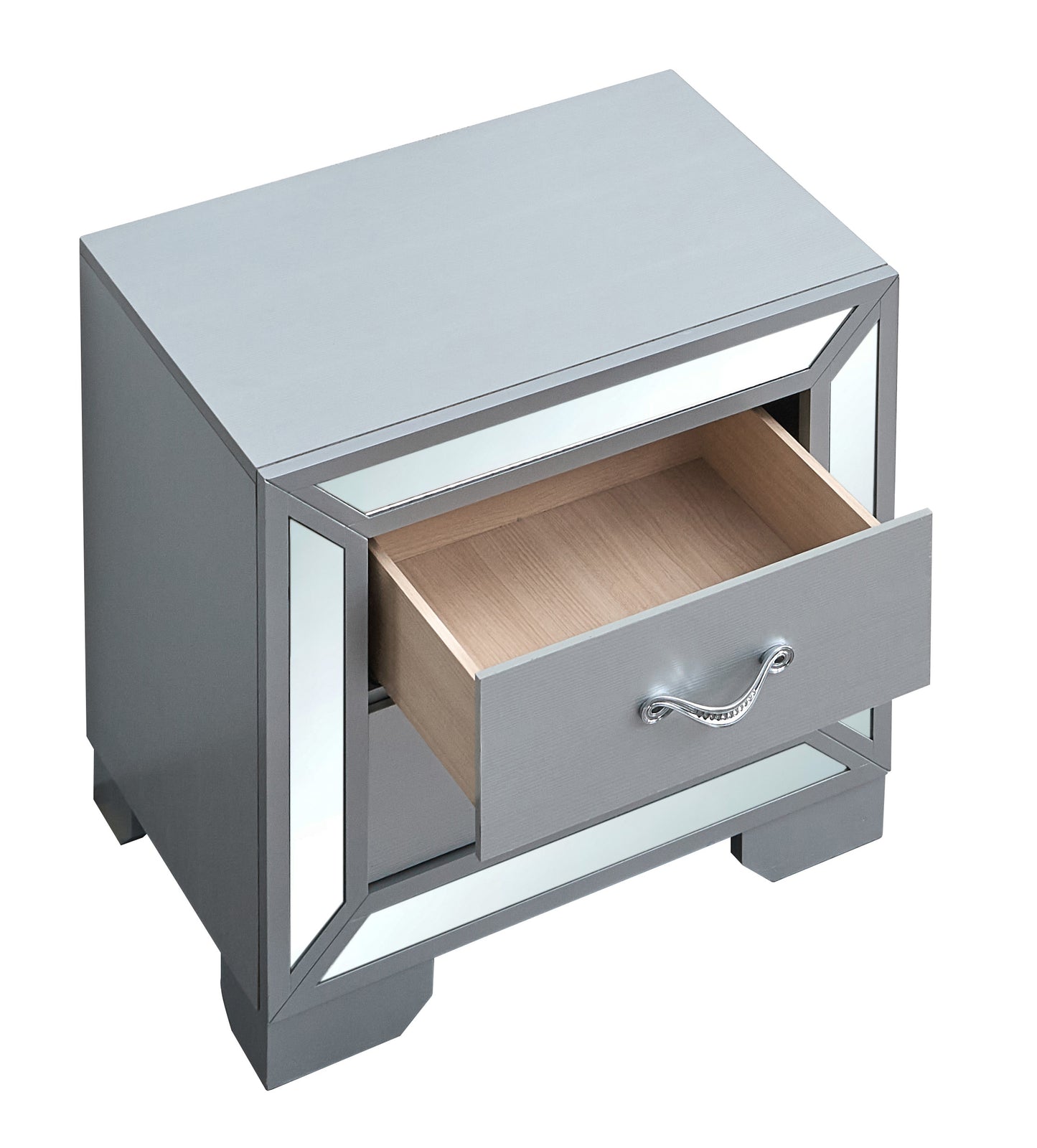 Silver Wood Nightstand - 24 Inch Size