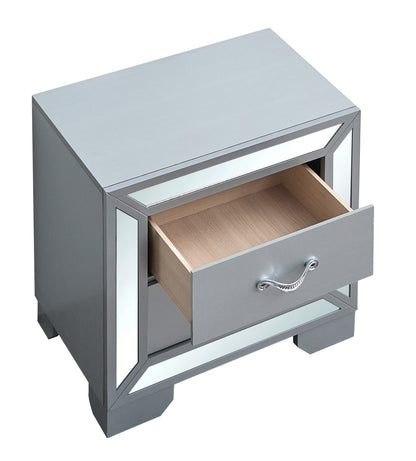 Silver Wood Nightstand - 24 Inch Size