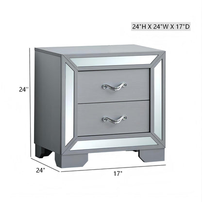 Silver Wood Nightstand - 24 Inch Size