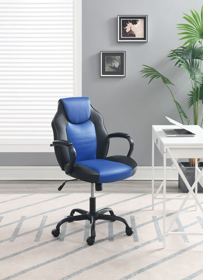 Office Chair Adjustable Height Office Chair Blue and Black Faux Leather