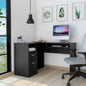 L-Shaped Desk Bradford, Keyboard Shelf, Black Wengue Finish