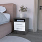 Nightstand Cartiz, Two Drawers, Smokey Oak / White Finish