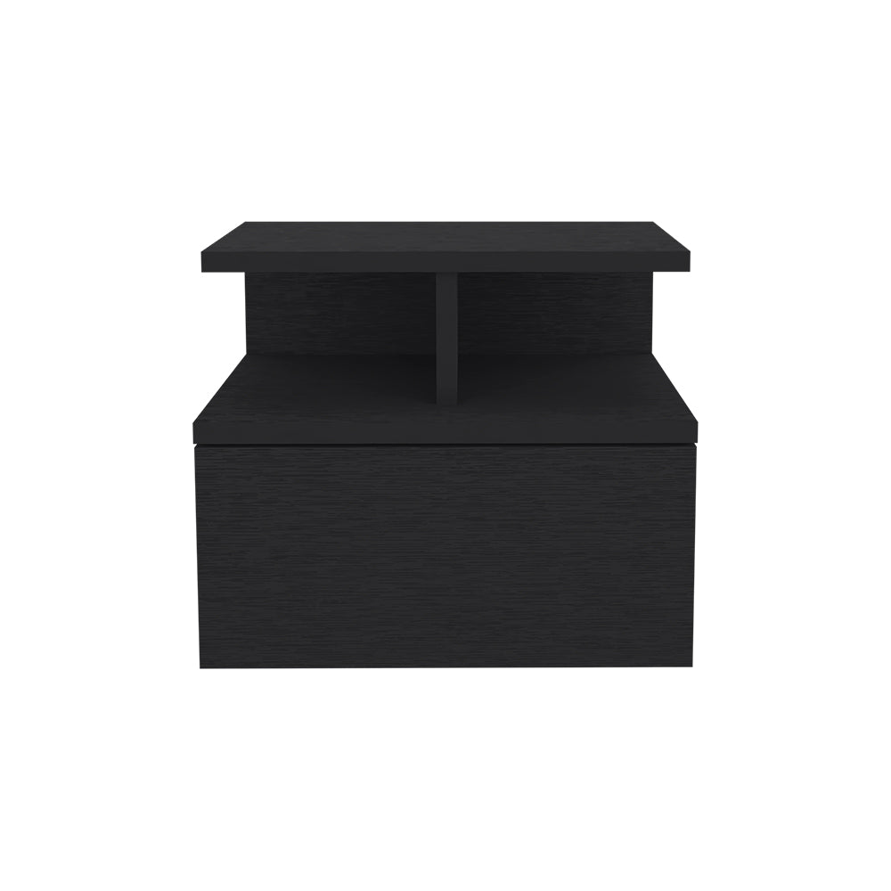 Black Particle Board Nightstand with Drawer - 13.23" W for Bedroom