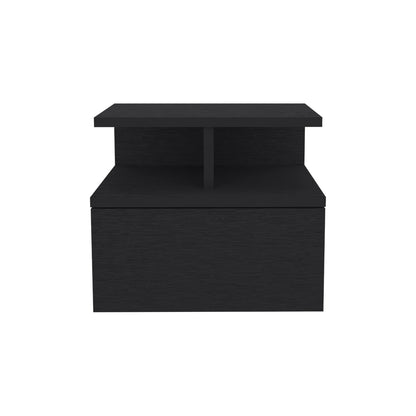 Black Particle Board Nightstand with Drawer - 13.23" W for Bedroom