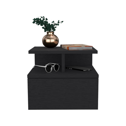 Black Particle Board Nightstand with Drawer - 13.23" W for Bedroom