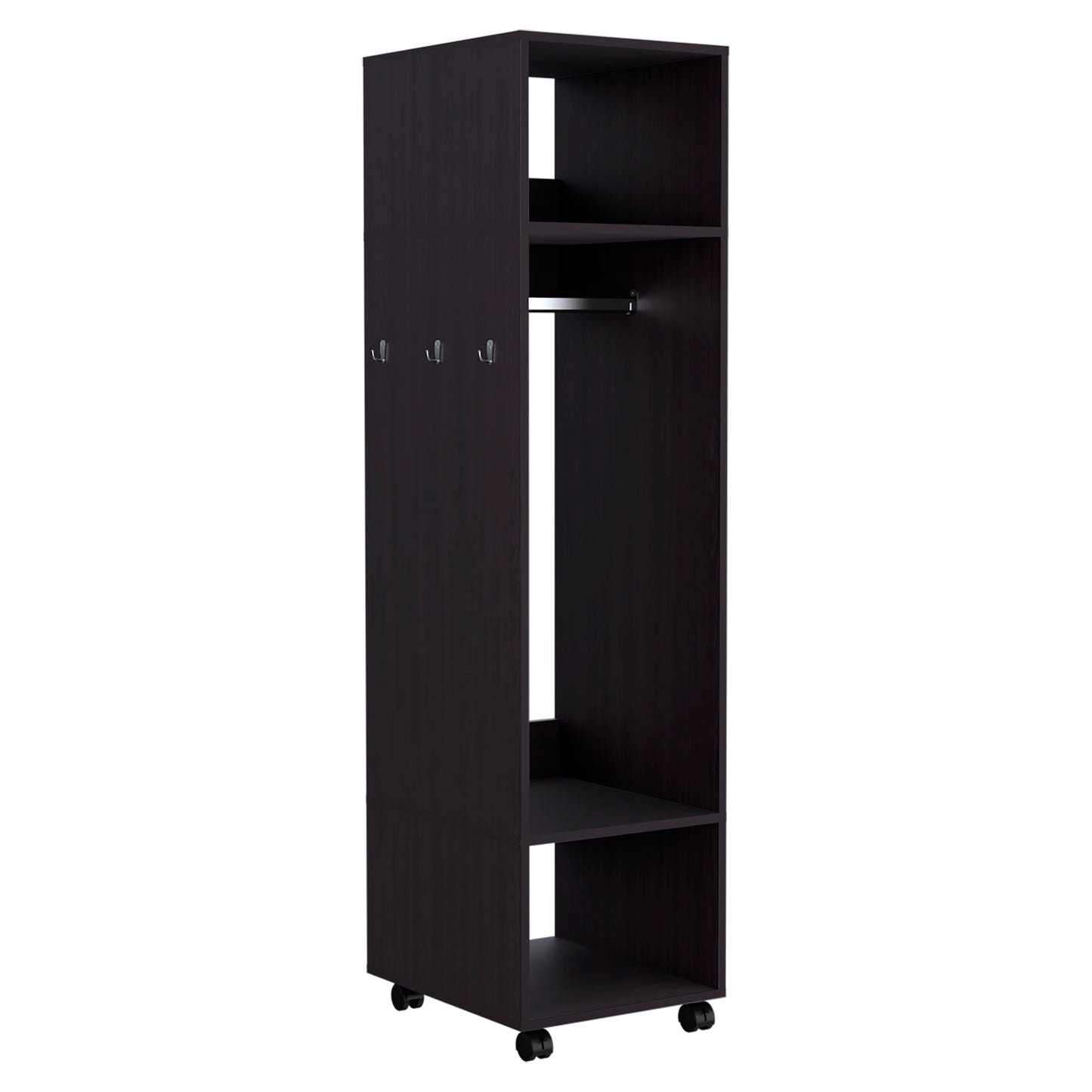 Black Engineered Wood Bedroom Wardrobe - 63" Wide