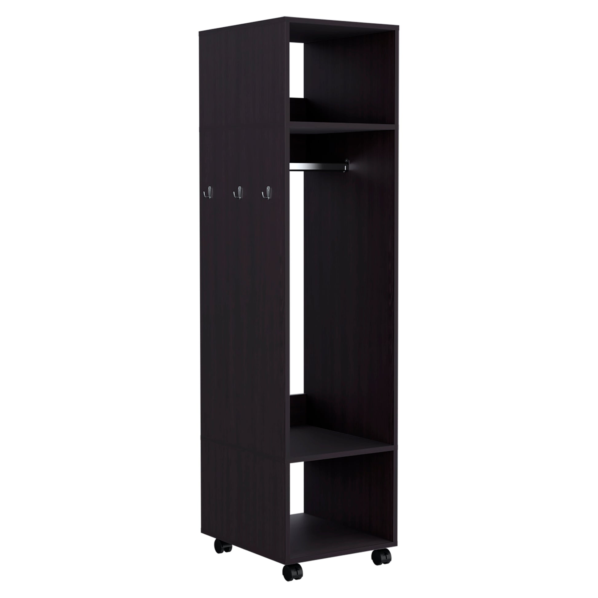 Black Engineered Wood Bedroom Wardrobe - 63" Wide