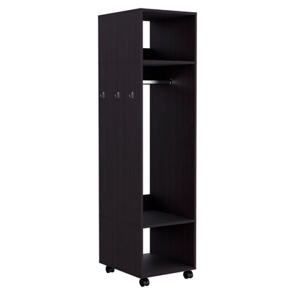 Black Engineered Wood Bedroom Wardrobe - 63" Wide