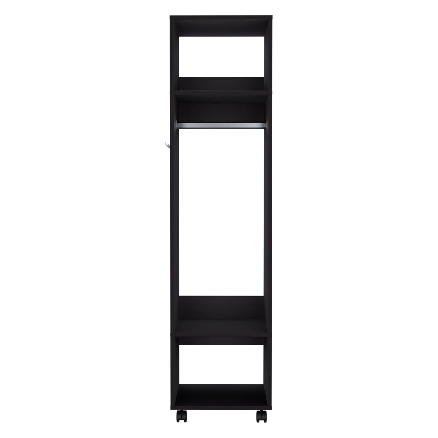 Black Engineered Wood Bedroom Wardrobe - 63" Wide