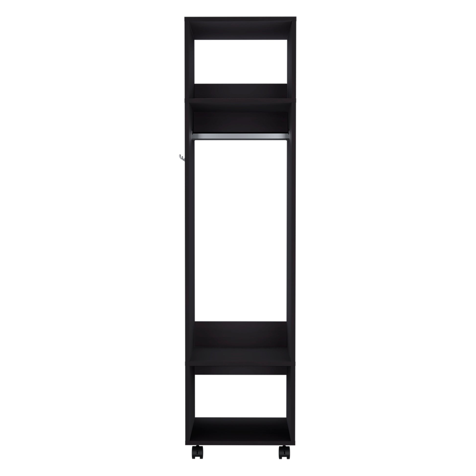 Black Engineered Wood Bedroom Wardrobe - 63" Wide