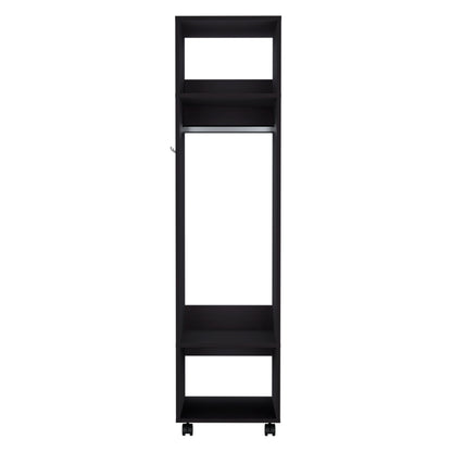 Black Engineered Wood Bedroom Wardrobe - 63" Wide