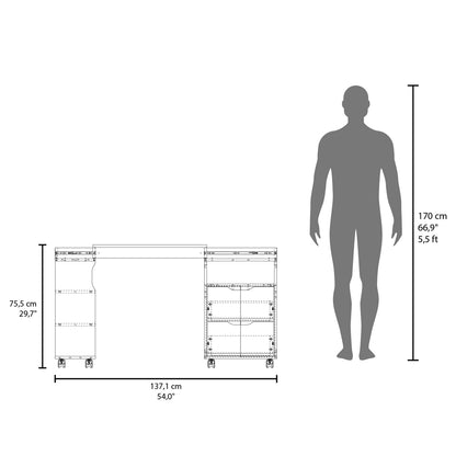 Keller Extendable Desk, White/Dark Walnut - Expand Your Workspace